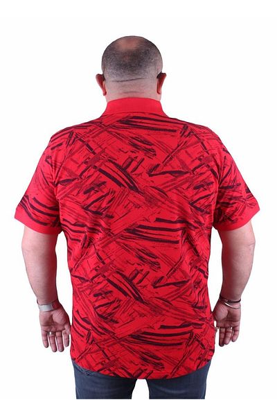 MocGrande Тениска с поло яка Plus Size с геометричен мотив 23411 Червена