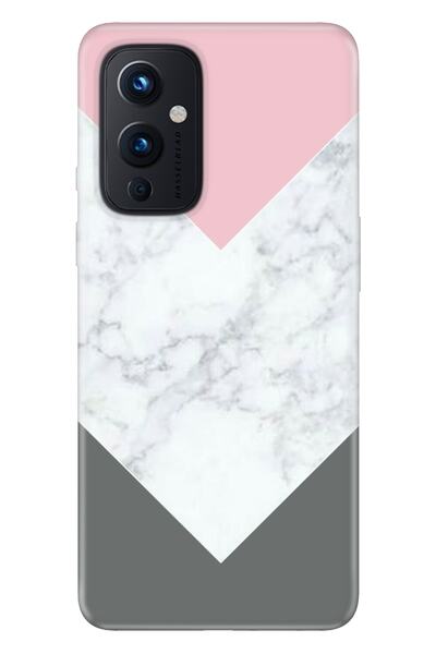 Oneplus 9 Kılıf Modern Tasarım Silikon Desenli Beyaz Gri Mermer