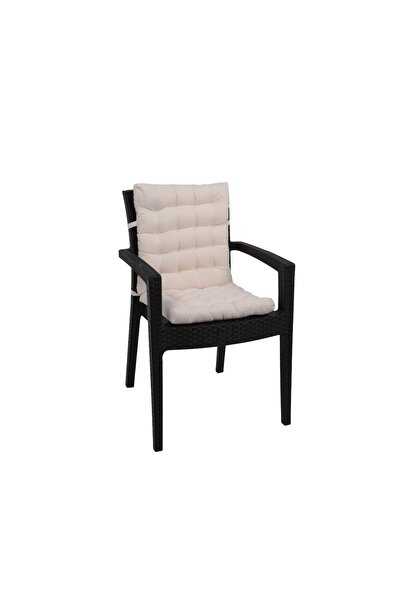 Kuscini Orchidea Gold 40x85 (ALT 40X40 CM; SIRT 40X45 CM) Yüksek Arkalıklı Sandalye Minderi Krem