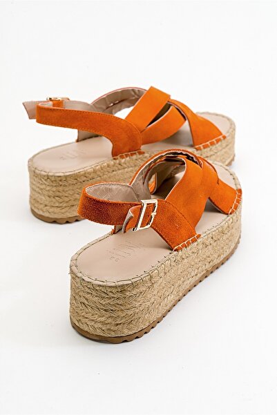 LuviShoes Lontano Orange Suede Genuine Leather Women's Sandals