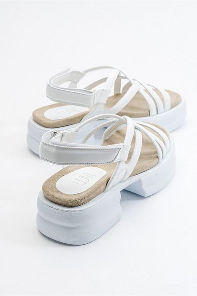 LuviShoes Sandale de damă din piele naturală Senza piele albă
