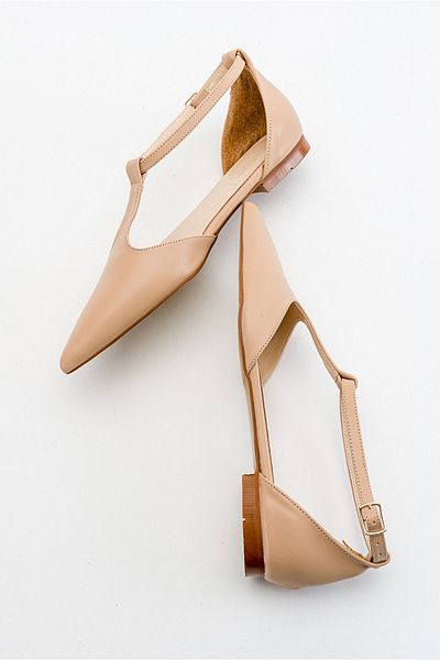 LuviShoes حذاء باليه نسائي أصلي باللون البيج الداكن