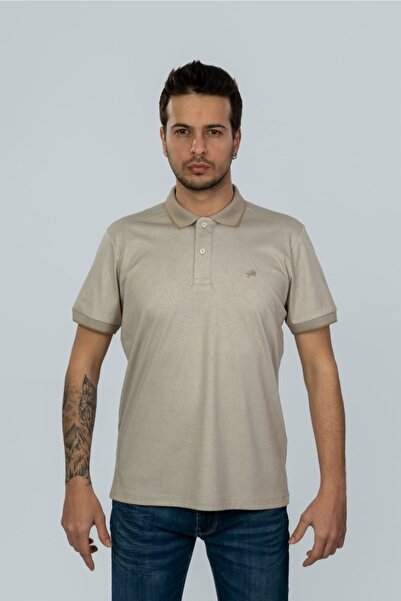Moda Işık Polo ovratnik bež boje levo Sa deznom T-shirt