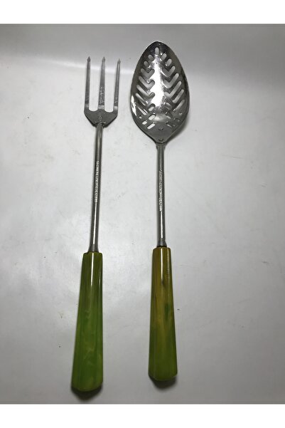 tayfuntufan antika koleksiyon Katalin Saplı Servis Çatalı Ve Kevgir 31,5 cm Uzunluğunda