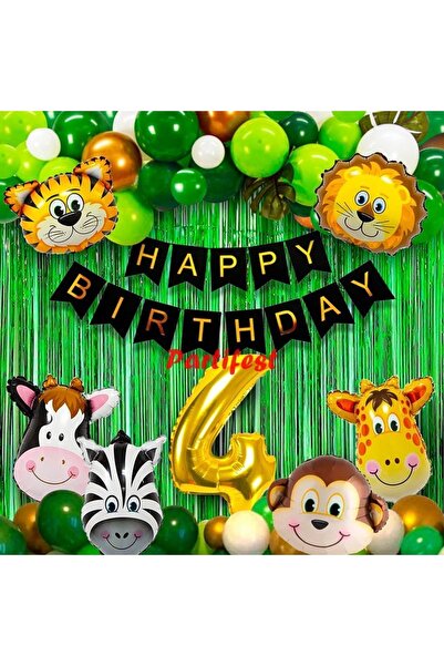 Parti Station مجموعة بالونات سفاري أنيمالز عمرها 4 سنوات، مجموعة بالونات الهي...