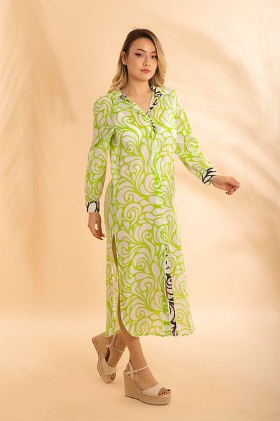 Bonitas Beachwear Cămașă lungă verde etnic Bnts-23010-b