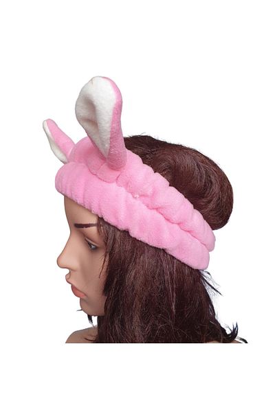Ororabutik Κορδέλα μαλλιών Rabbit Ear-ροζ-λευκό