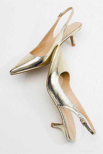 LuviShoes Value Damen-Schuhe mit Absatz und Goldmuster