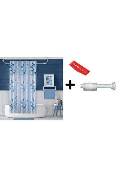 Zethome Perdeau de duș pentru baie 4246 110x200 Suport pentru țeavă pentru perdea 90x130 cu cadou
