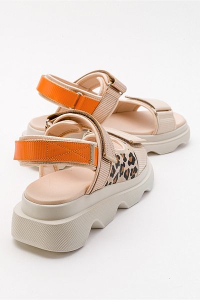 LuviShoes Tedy Beige Patterned Women's Sandals