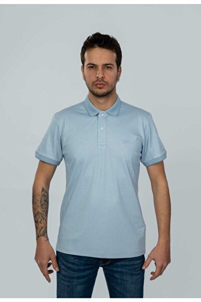 Moda Işık Μπλουζάκι με μοτίβο με λαιμόκοψη πόλο με ανοιχτό μπλε τσέπη