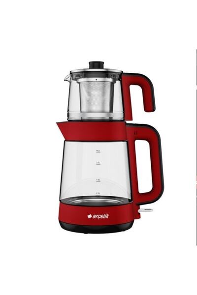 Arçelik Resital 1900 W Cam Demlikli Çay Makinesi, Kırmızı