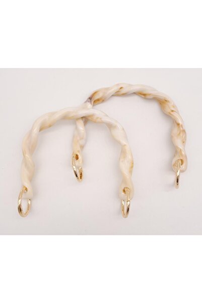 angel çanta aksesuar مقبض حقيبة أكريليك بحلقة زنبركية باللون البيج مقاس 13 سم