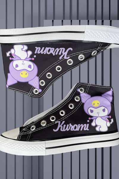 Köstebek Black New Anime Kuromi Basic Long Canvas Shoes
