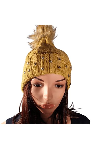 Ororabutik Μουστάρδα 50% πραγματικό μαλλί Starry Feather Λεπτομερές μπερέ