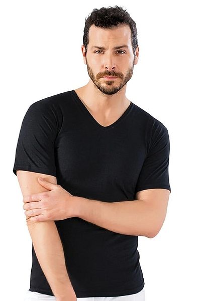 Eros Pack of 2 100% Cotton Short Sleeve V-Neck, Men's Undershirt