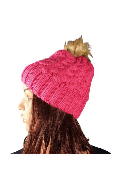 Ororabutik Σκούρο ροζ Fox Furry Beanie