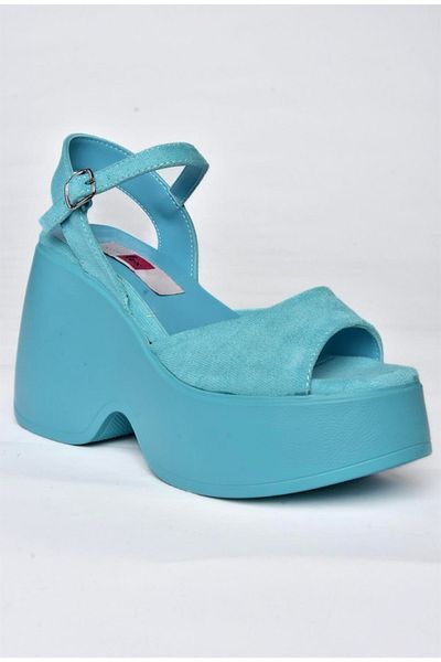 Fox Shoes P973001002 Pantofi de damă cu toc cu pană din piele întoarsă albastră