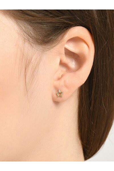 Quyumcu 14 Ayar Altın Yıldız Tek Küpe