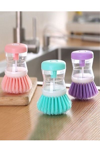 SENNEDİLERSEN Dish Brush with Liquid Detergent Tank - Kitchen and Bathroom Sink Washable