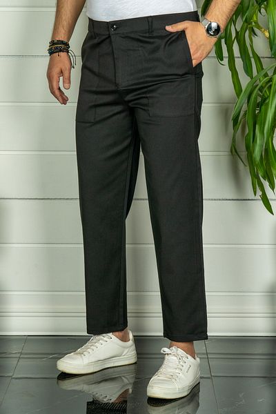 MODAMESTO Men's Black Wide Cut Trousers