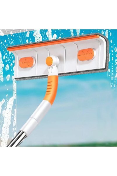 EZERE Ally Telescopic Double Sided Practical Glass Cleaning Brush White, orange