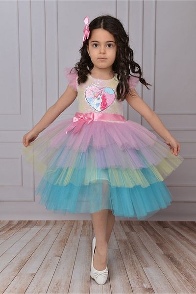 Delfini kids Unicorn Sequined Buckle Birthday Princess Dress