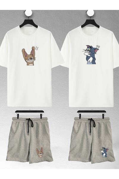 macklin Unisex Kadın Sinirli Tom Ve Jerry Baskılı Sevgili Çift Kombini Tasarı...