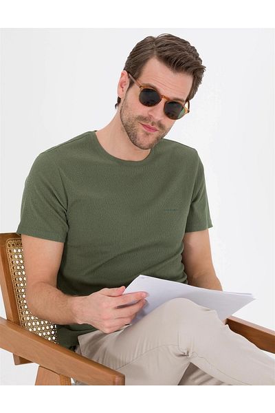 Pierre Cardin T-shirt Khaki Slim Fit Crew Neck