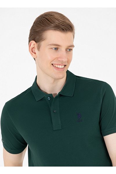 U.S. Polo Assn. Σκούρο πράσινο ανδρικό μπλουζάκι πόλο Tp08ıy023