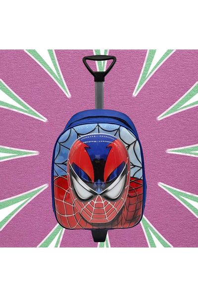 Tezzgelsin Kindergarten Nursery Spiderman Figured 2-6 Years 5d Printed Wheeled Backpack School Bag with Wheelchair