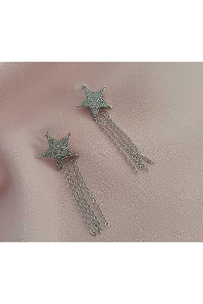 Simge Gümüş Zircon Stone Chain Dangle Earrings