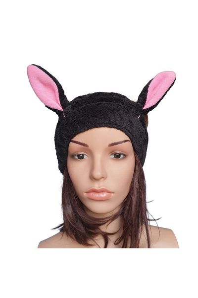 Ororabutik Κορδέλα για τα μαλλιά Rabbit Ear-μαύρο-ροζ