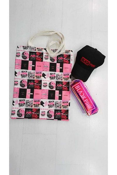 GC GÖKHAN CLUB Set de pălărie pentru geantă și pix din pânză transparentă Blackpink