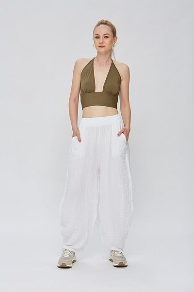 estewoman White Muslin Shalwar Trousers - 100% Cotton