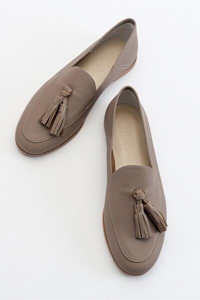 LuviShoes F04 Stone Skin Genuine Leather Tasseled Women's Loafer Shoes