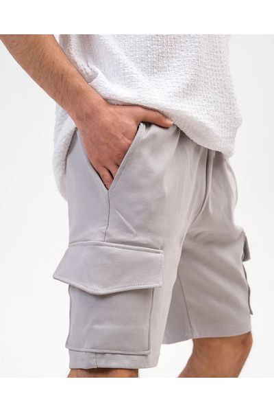 İnsane Minds Men's Gray Color Slim Fit Combed Cotton Shorts with Pockets
