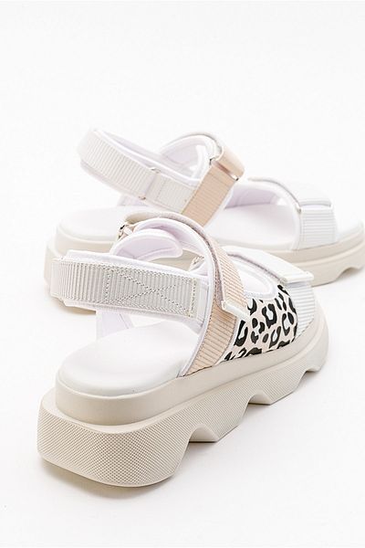 LuviShoes Tedy White Patterned Women's Sandals