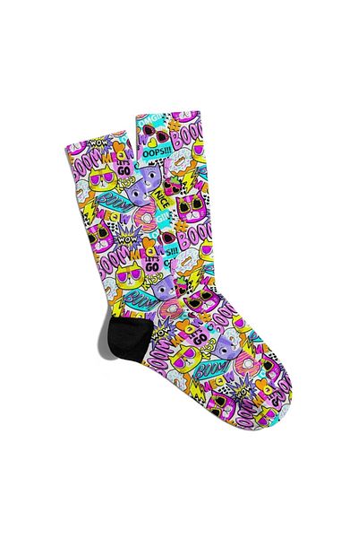 Eğlenceli Çoraplar Fun Socks Unisex Boom Meow Let's Go Printed Socks Ecsoket124
