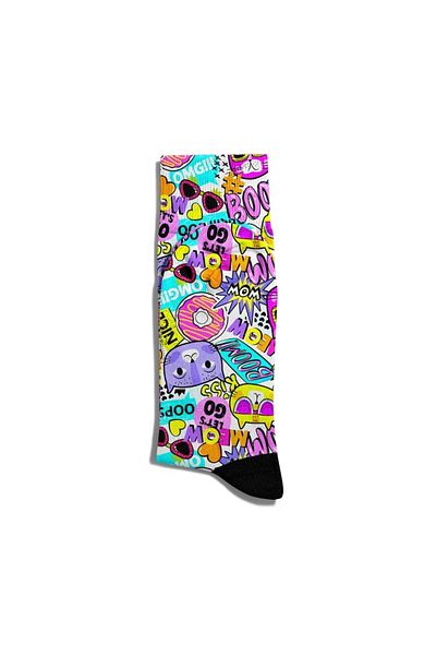 Eğlenceli Çoraplar Fun Socks Unisex Boom Meow Let's Go Printed Socks Ecsoket124