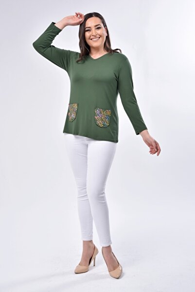 akgül giyim First Spring and Summer New Season Mother Blouse Model with Pockets