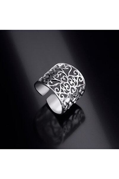 Simurg Aksesuar خاتم فضي من الفولاذ المقاوم للصدأ قابل للتعديل