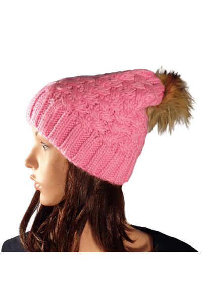 Ororabutik Ανοιχτό ροζ Fox Furry Beanie