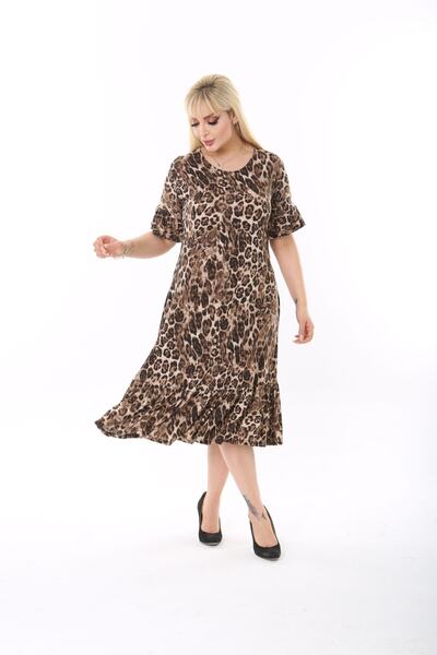 Mezura Μεγάλο μέγεθος μανίκια μέχρι το γόνατο και βολάν φούστας Λεπτομερές κομψό, χτενισμένο βαμβακερό φόρεμα από βισκόζη