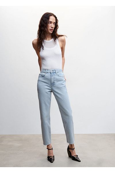 MANGO Woman Pantaloni de jeans cu talie inalta cu croiala dreapta