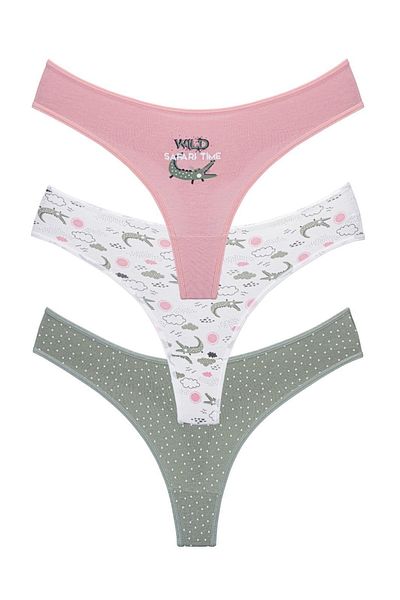 Perita.Life Women'S, Crocodile Themed, Classic, 3-Piece String/Thong Set