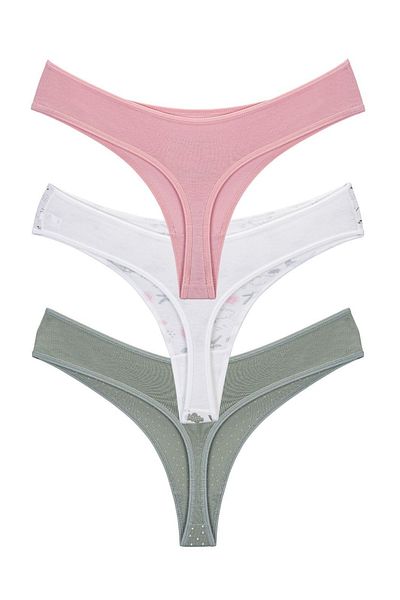 Perita.Life Women'S, Crocodile Themed, Classic, 3-Piece String/Thong Set