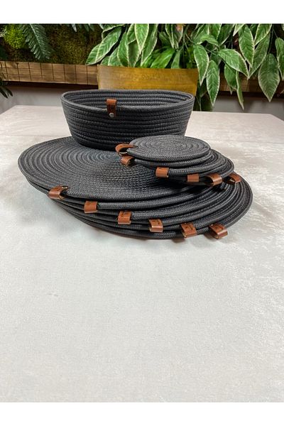 MaVaux Wicker Look Jute 13 Piece Platters / American Service Coaster and Bread / Σετ.