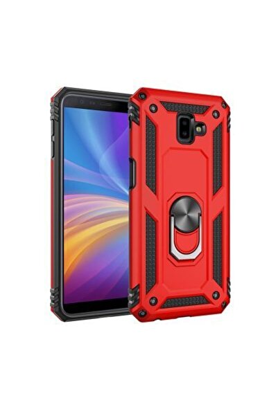Rivor Samsung Galaxy J6 Plus Uyumlu Kılıf Military Armour Yüzüklü Standlı Kor...