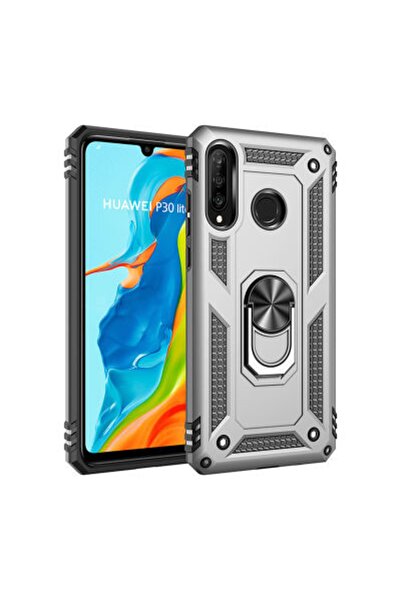 Rivor Huawei P30 Lite Uyumlu Kılıf Military Armour Yüzüklü Standlı Koruyucu K...